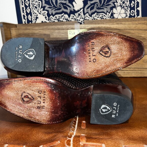 RUJO \'The Jimmy\' Chocolate Python Cowboy Boots in a Snip-Toe & Men\'s Size 11D main image 7